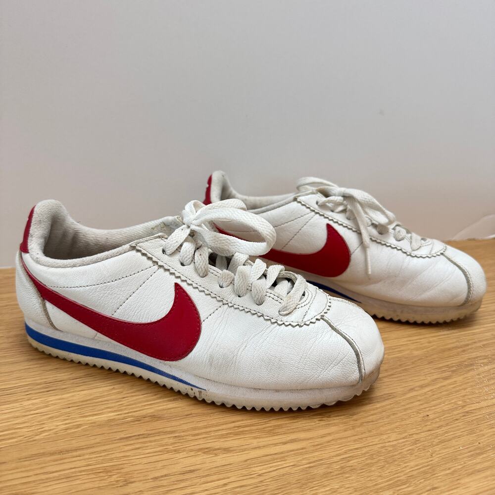 Nike Cortez Leather Sneakers White Red Blue Classic Retro Shoes